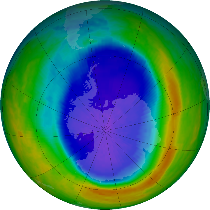 Antarctic ozone map for 25 September 2004